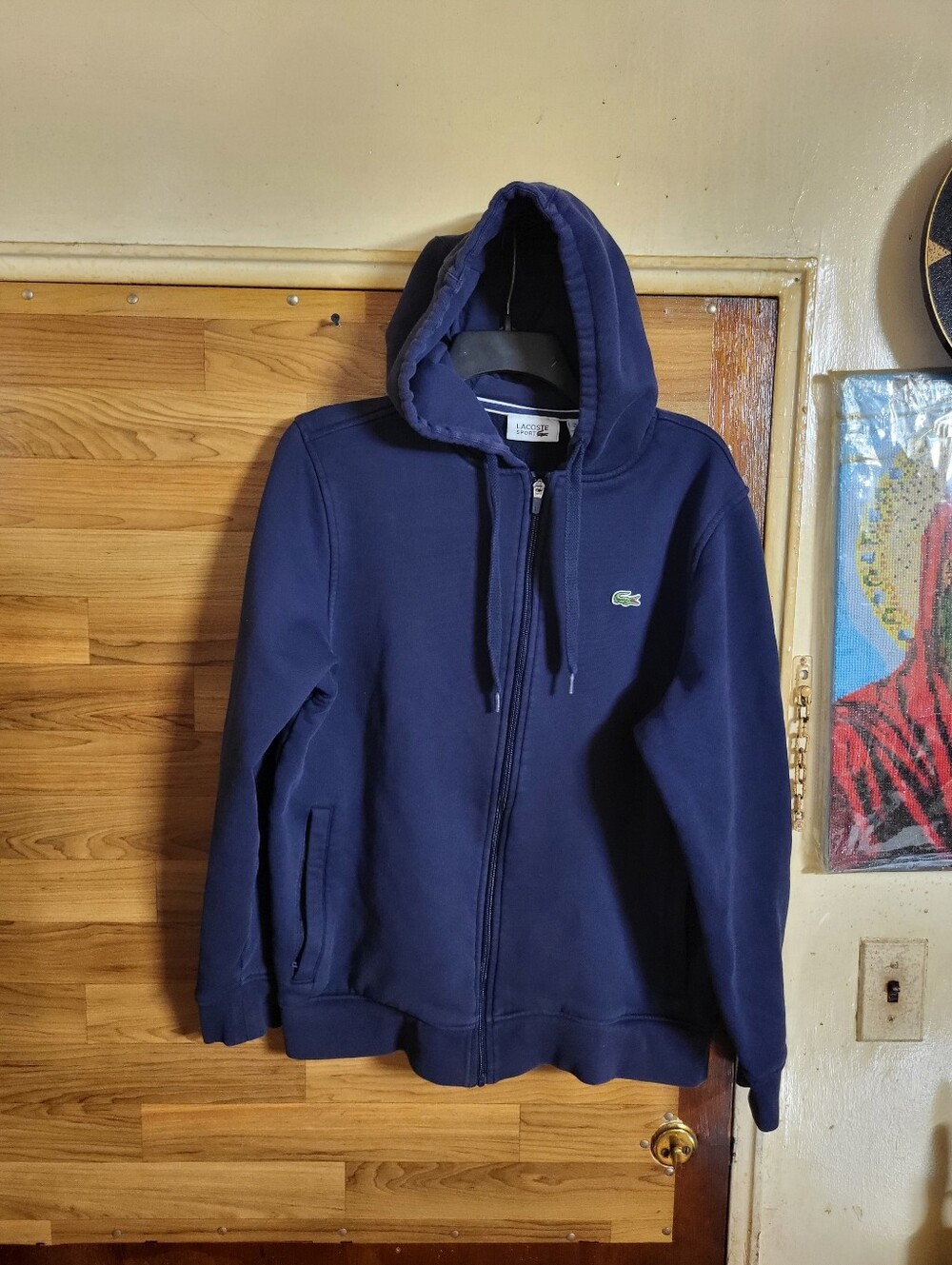 Lacoste Mens Logo Full-zip Hoodie, Navy Size Large ( France 5 )